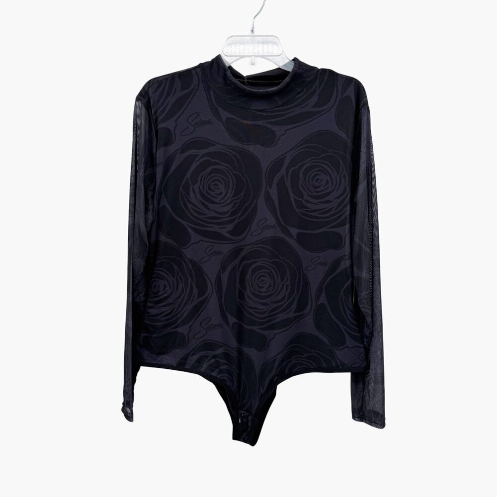 NEW Latino Heritage Month Selena Long Sleeve Bodysuit - Black Floral - Size 2X